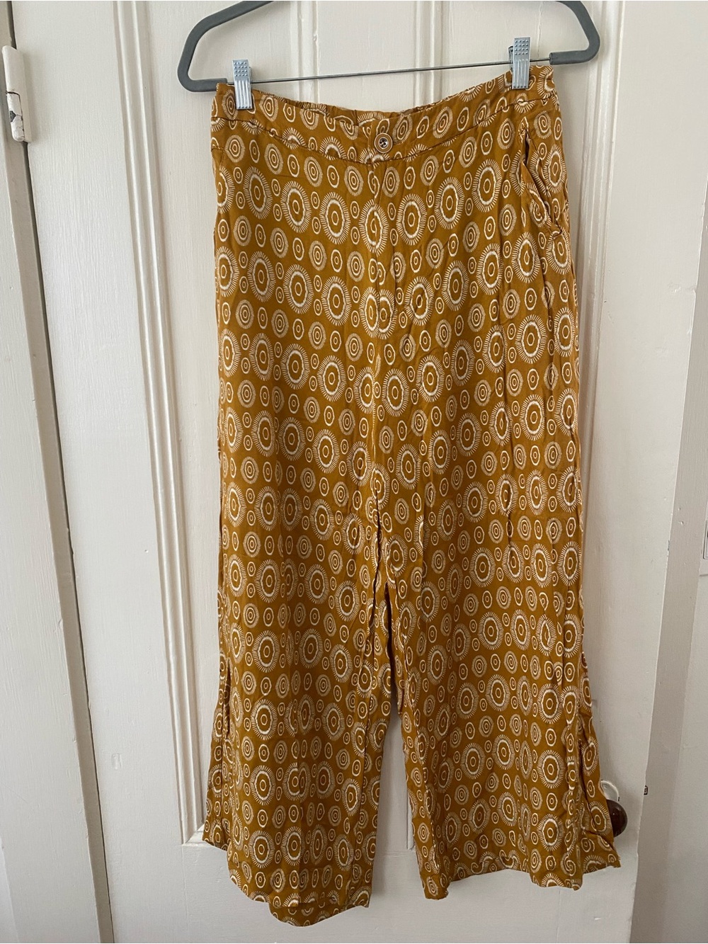 Philosophy Mustard Yellow Printed Wide-Leg Pants